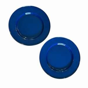 Discontinued Pottery Barn Enamelware 12" Blue Charger Dinner Plates Set of 2